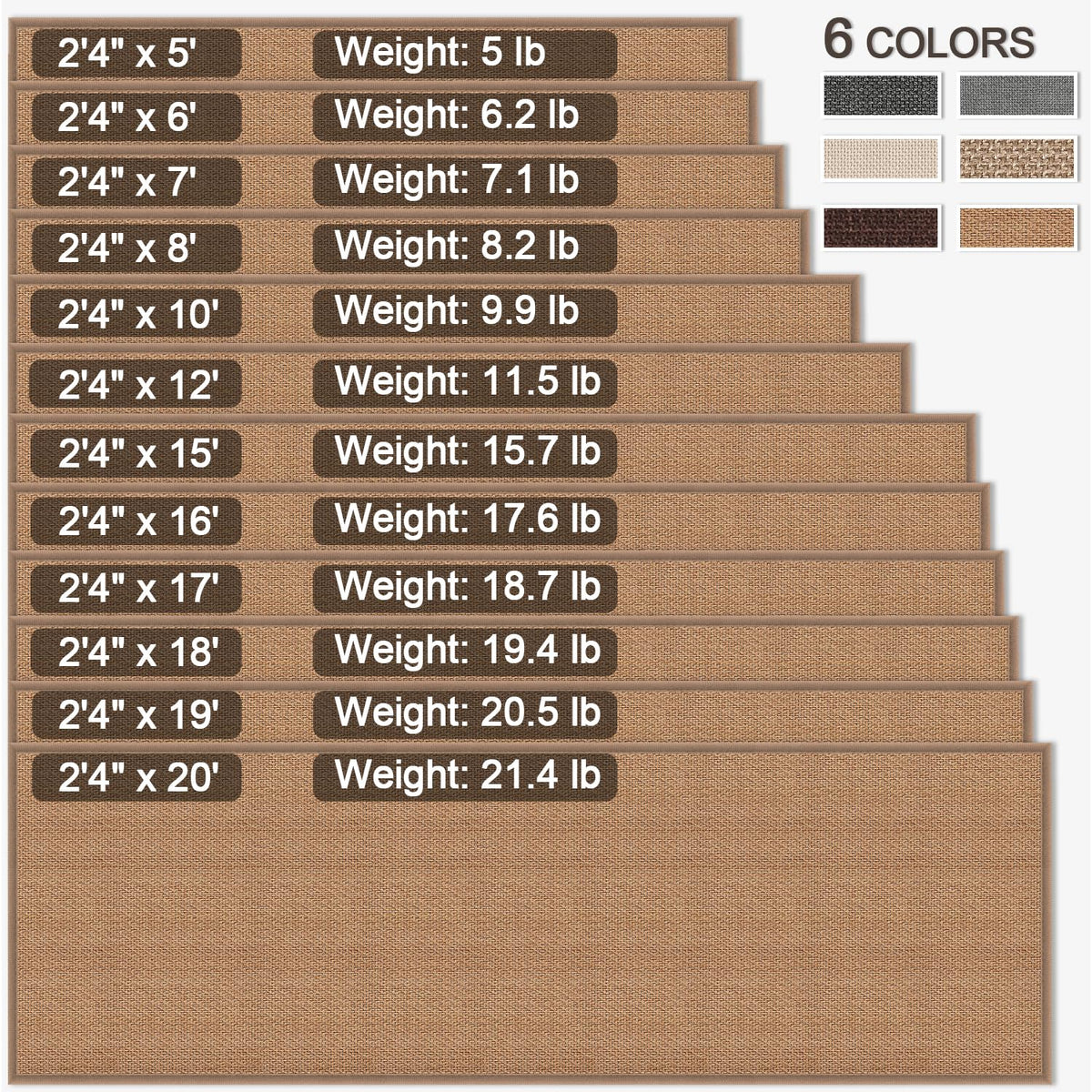 15ft Natural Jute Hallway Runner Rug Non Slip Washable, Rubber Backed Long Indoor Entryway Runner, Absorbent Kitchen