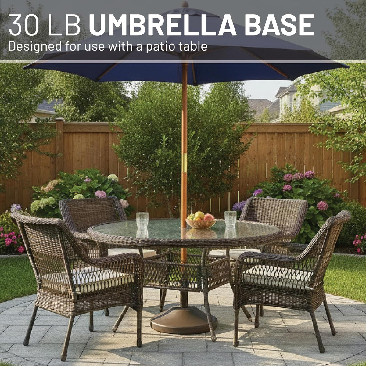 30 Pound Umbrella Base - Weighted Umbrella Base for Use with Patio Table - Heavy Duty Base- Made in The USA
