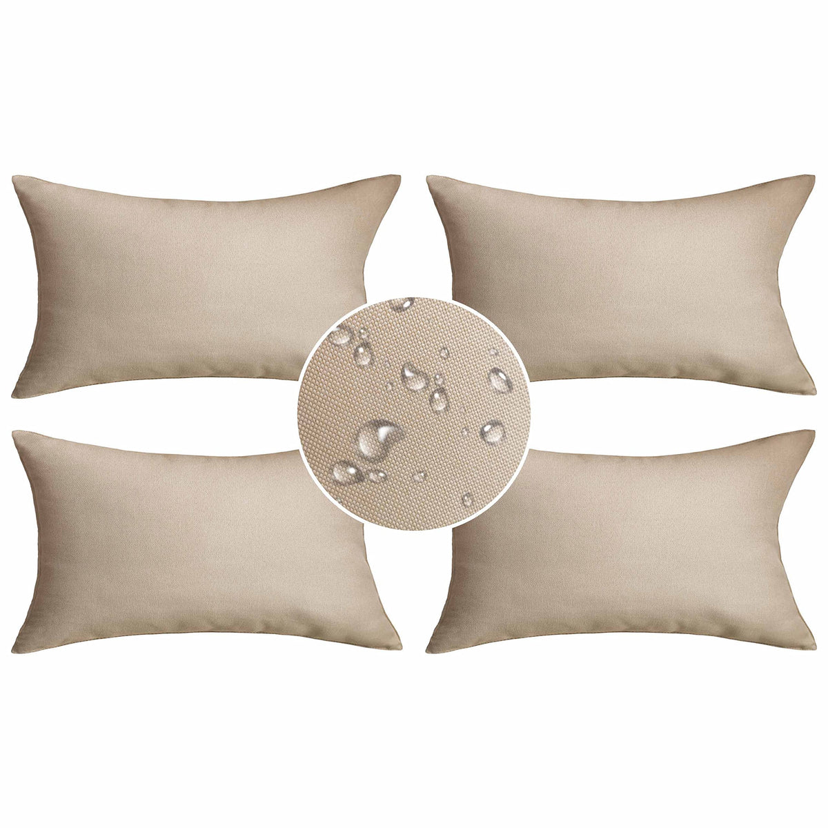 Outdoor Pillow Covers 12x20 Waterproof Lumbar Throw Pillows Rectangle Beige Pillow Cases Couch, Set of 4, 12 x 20