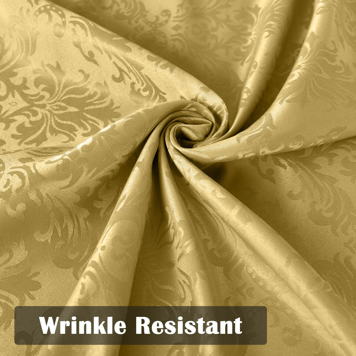 Golden Yellow Fall Jacquard Tablecloth, 60 x 102 Inch Rectangle