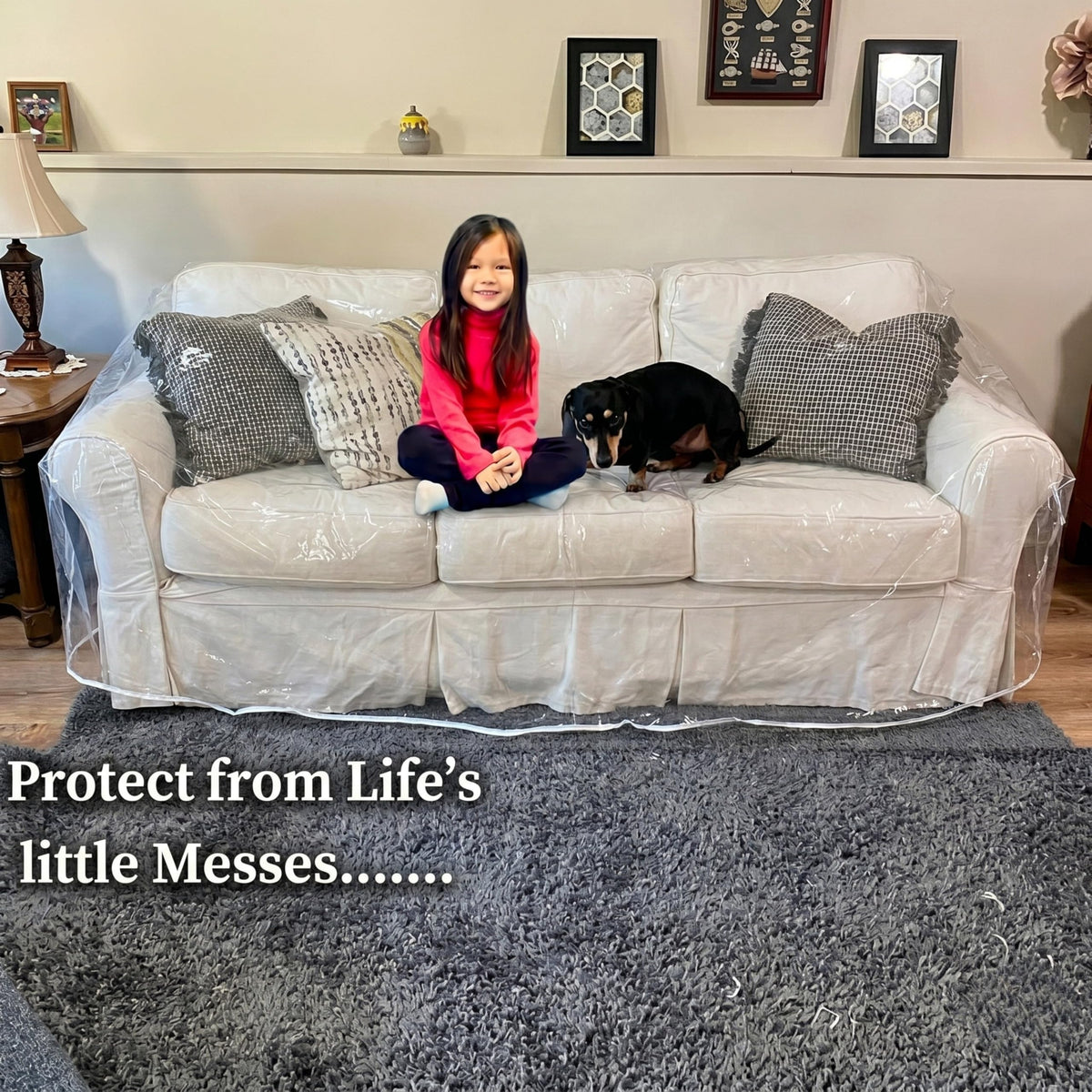 Clear Vinyl Couch Cover, Waterproof 3-Seat Sofa Protector
