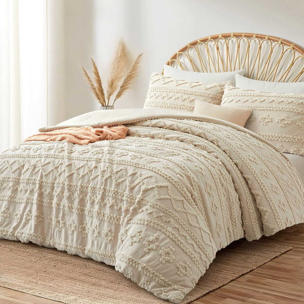 King Comforter Set, Tufted Boho Bedding Sets