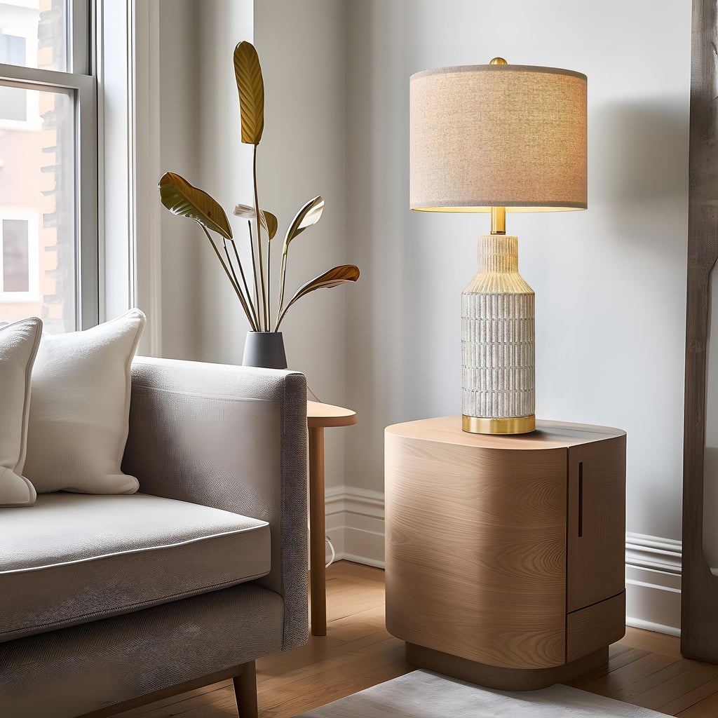 25" Modern Ceramic Lamps Single Table Lamp Bedroom Farmhouse Nightstand Bedside Lamps