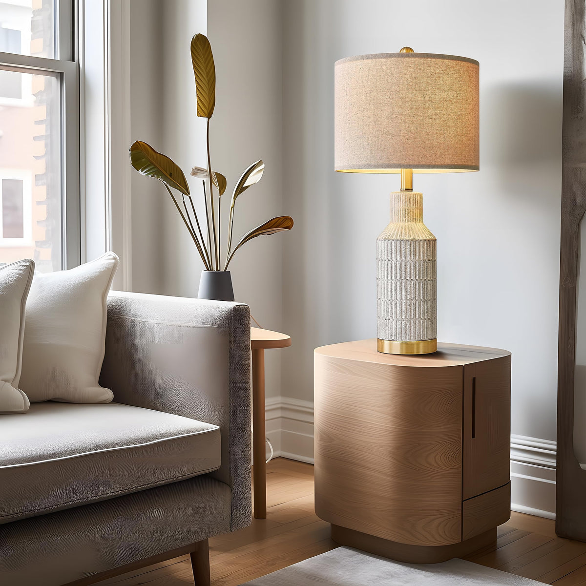 25" Modern Ceramic Lamps Single Table Lamp Bedroom Farmhouse Nightstand Bedside Lamps