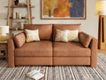 Faux Leather Modular Sectional Sofa Wide U Shaped Couches Brown