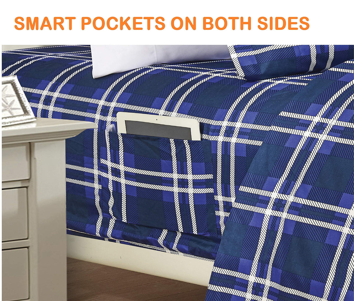 Luxury Soft Bed Sheets Plaid Pattern - 1500 Premium Hotel Quality Microfiber Softness Wrinkle and Fade Resistant