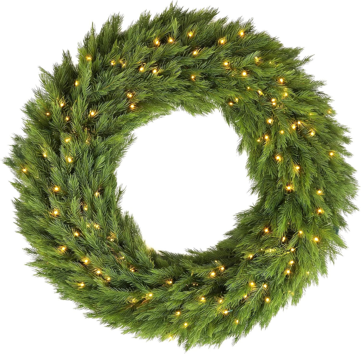 48 in Pre-Lit Norwegian Spruce Artificial Christmas Wreath, Green