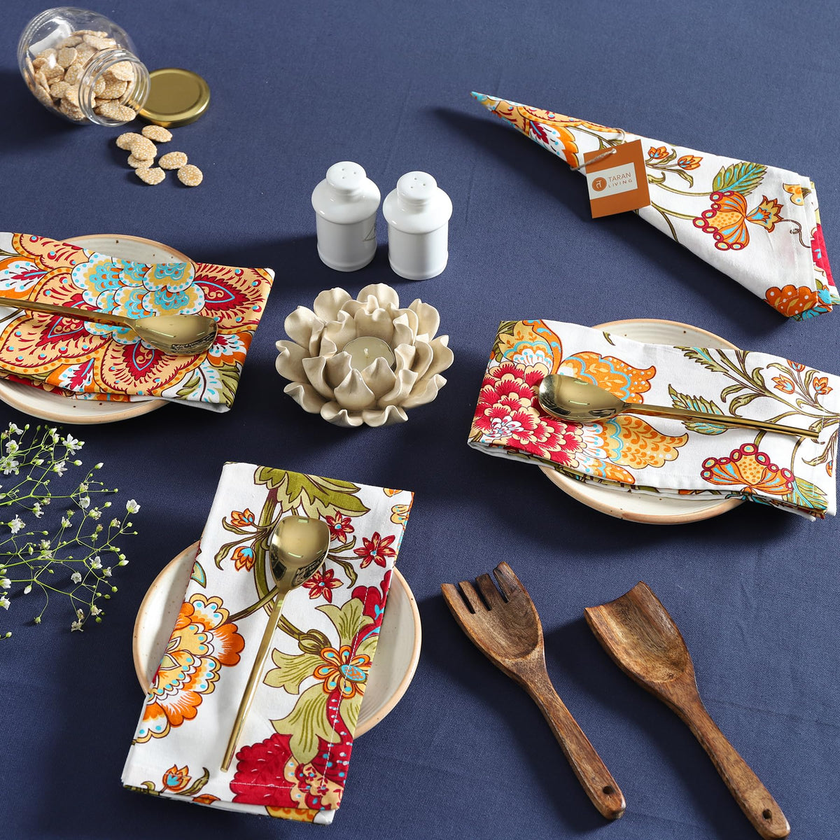 Napkins Fall Printed Cotton Cloth Napkin Reusable Boho Dinner Napkin Set Washable Dish Napkin for Gifts, Home Decor