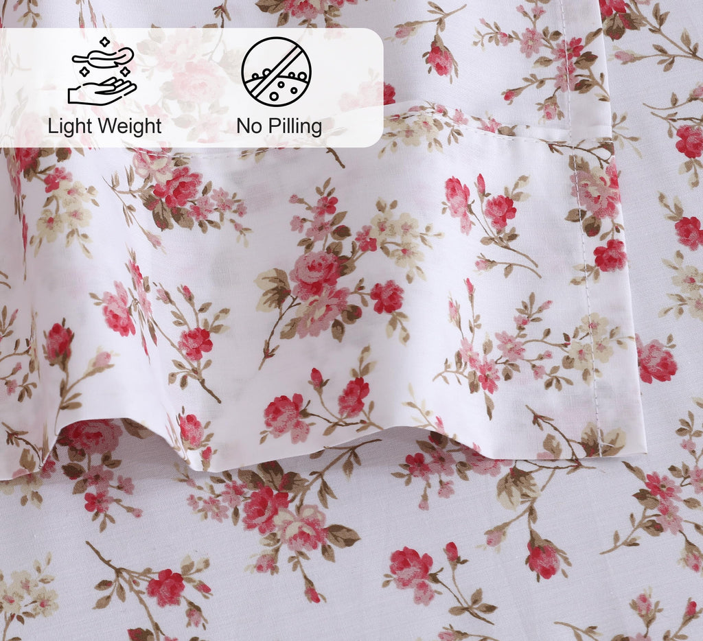 100% Cotton Percale King Sheets, King Size Sheets Set, Bouquet
