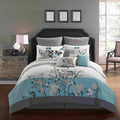 New 7 Piece Embroidered Over-Sized Comforter Set