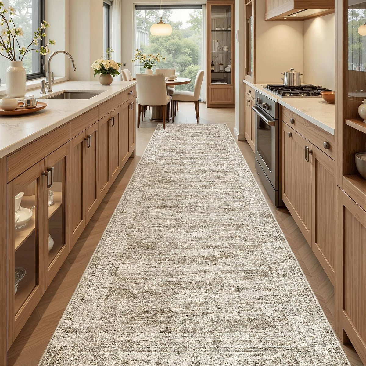 Hallway Runner Rug Non-Slip Runners Brown