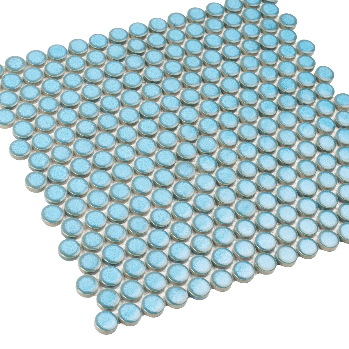 Penny Round Porcelain Tile Sky Blue 12x12 Glossy 9.87 sq ft/case 10-Pack