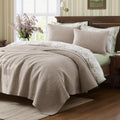 Queen 100% Cotton Paisley Quilt Bedding Set Beige Comforter