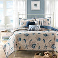 Quilt Set Cottage Coastal Design, Starfish Print - All Season, Coverlet Bedspread Lightweight Bedding Layer, Shams