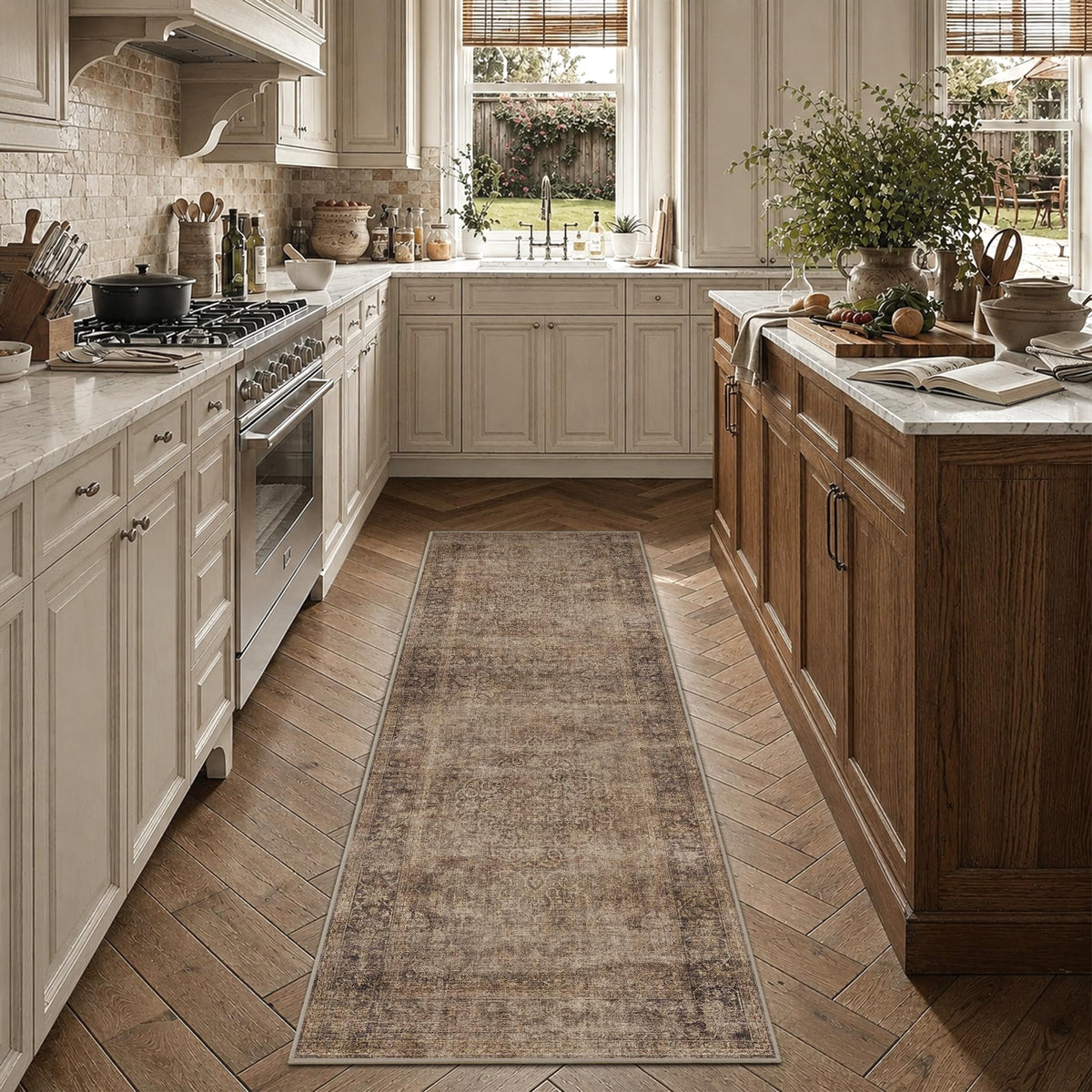 Vintage Washable Hallway Runner Rug, Non-Slip Floor Mat