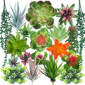 19 Pack Artificial Succulents Assorted Plants Fake Succulents Unpotted Hanging Succulent Aloe Vera False Cactus