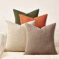 20x20 Sofa Pillow Covers Rust and Olive Green Velvet Throw Pillow Covers Boho Farmhouse Cushion Cases Soft Corduroy
