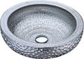 Tempered Glass Vessel Bowl Sink in Speckled Silver, Silver Top Mount Bathroom Sinks Above Counter