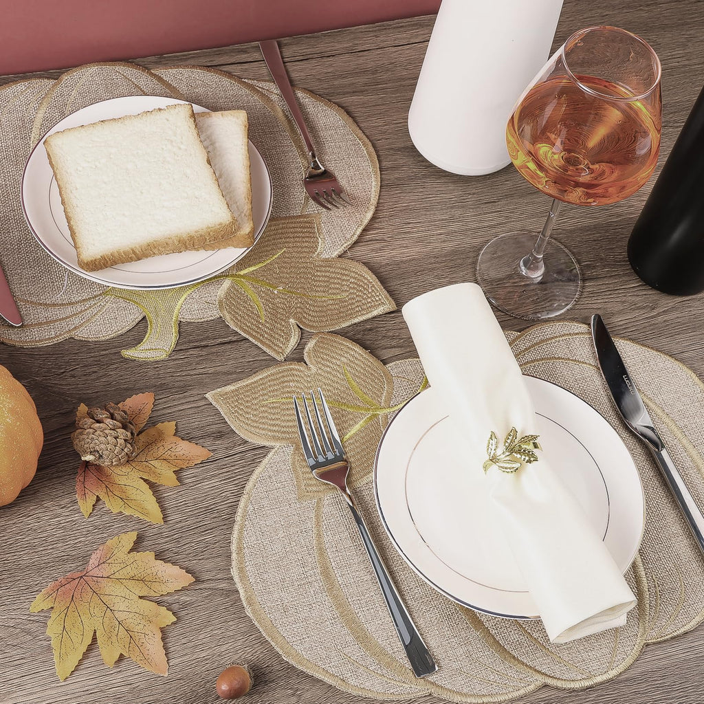Fall Placemats Set of 6 Autumn Table Pumpkin Thanksgiving Decorations Indoor Farmhouse Harvest Round Placemats for