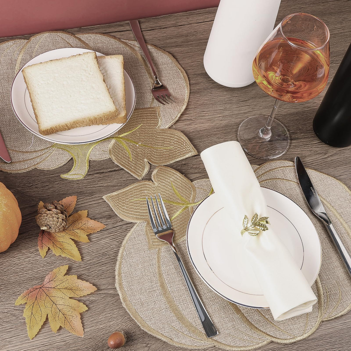 Fall Placemats Set of 6 Autumn Table Pumpkin Thanksgiving Decorations Indoor Farmhouse Harvest Round Placemats for