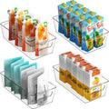 4 Pack Clear Fridge Storage Bins Organizer (12"x6.2"x3.4")