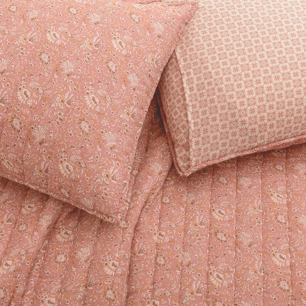 Cotton Gauze Quilt Set Queen Size Rose Paisley Bed Cover for All Season, Reversible Voile Quilt Bedding Sets with