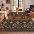 Southwestern 5x7 Red Washable Area Rugs for Living Bedroom