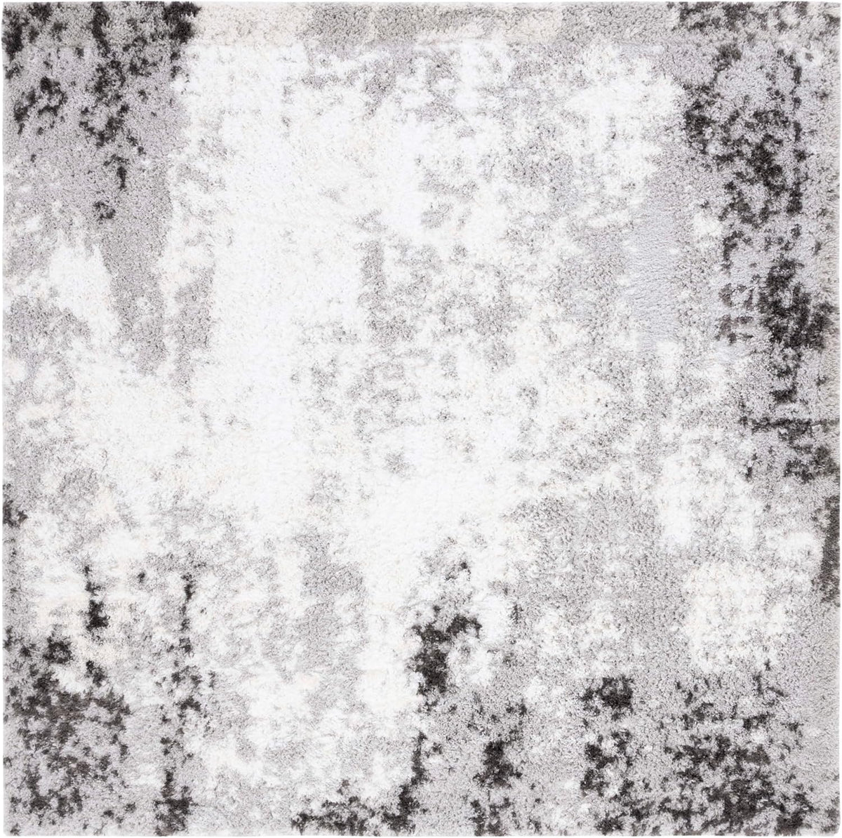 Berber Shag Collection Area Rug - 7' Square, Light Grey & Dark Grey, Non-Shedding & Easy Care, 1.25-inch Thick Ideal