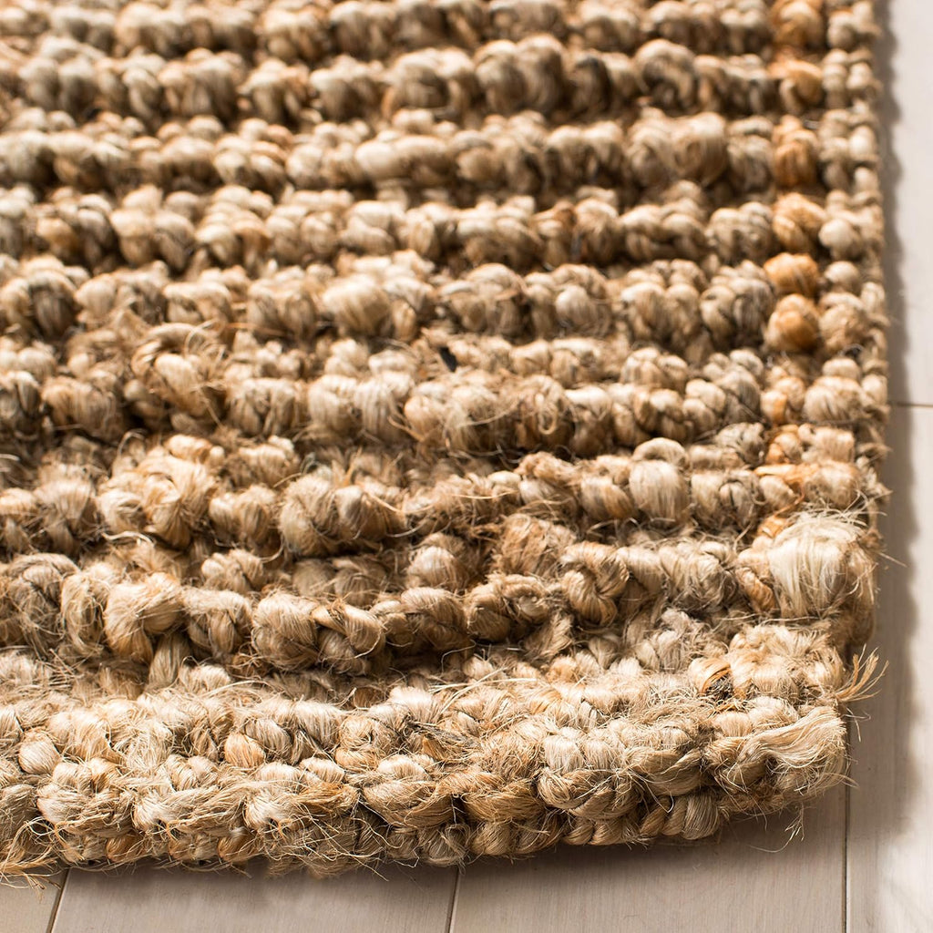 Natural Fiber Collection Runner Rug, Natural Brown, Handmade Jute, Farmhouse Style, Chunky Textured Thick