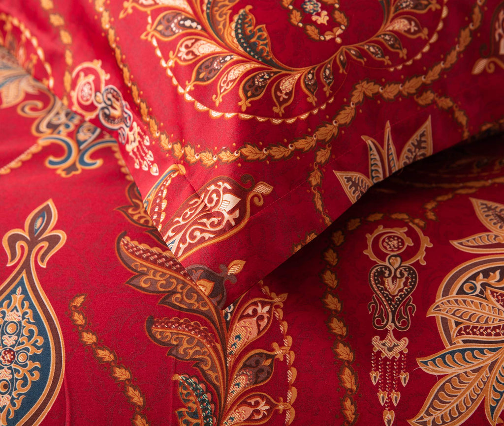 Italian Bohemian Paisley Duvet Cover 3pc Set Boho Bedding Boteh Damask Medallion Egyptian Cotton Sateen Luxury