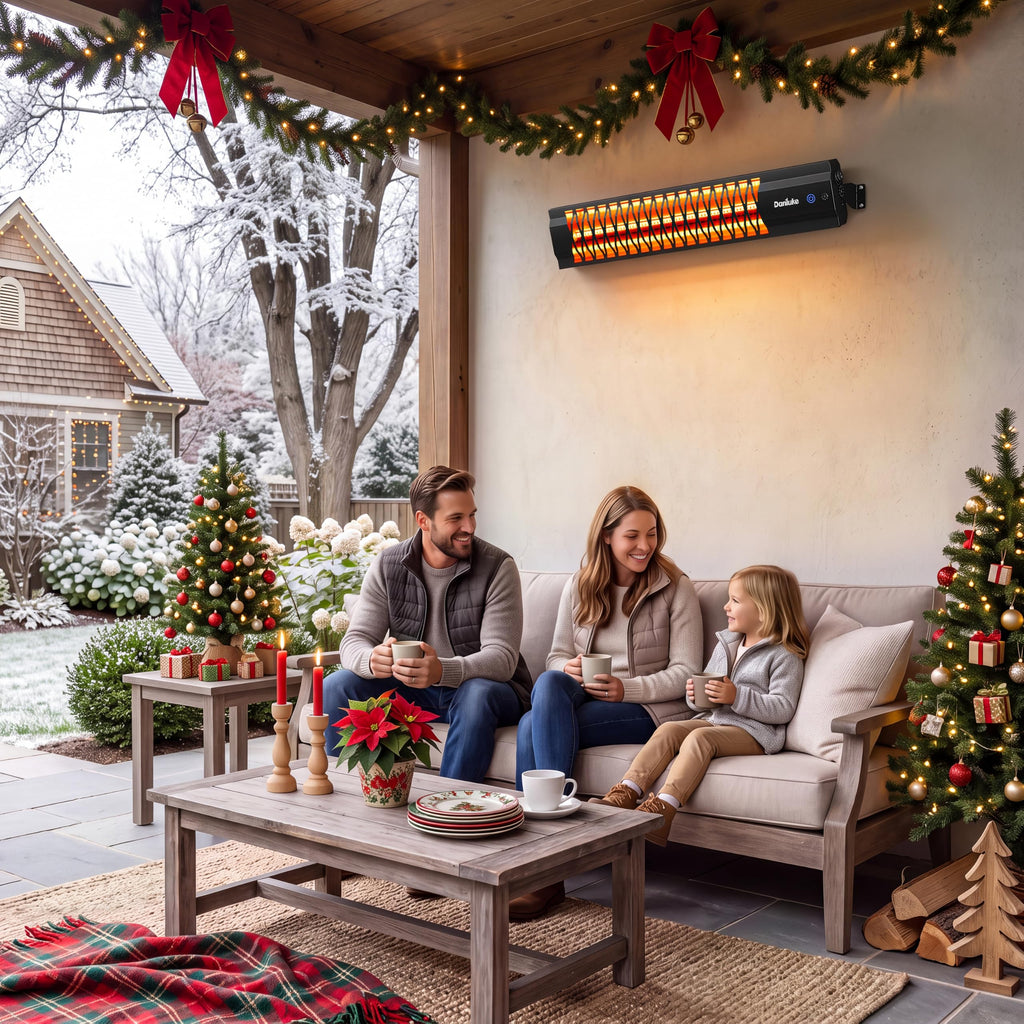 Electric Patio Heater, Wall Mounted Outdoor Heater with Remote & Touch Control, Carbon Fiber Heating, Garage