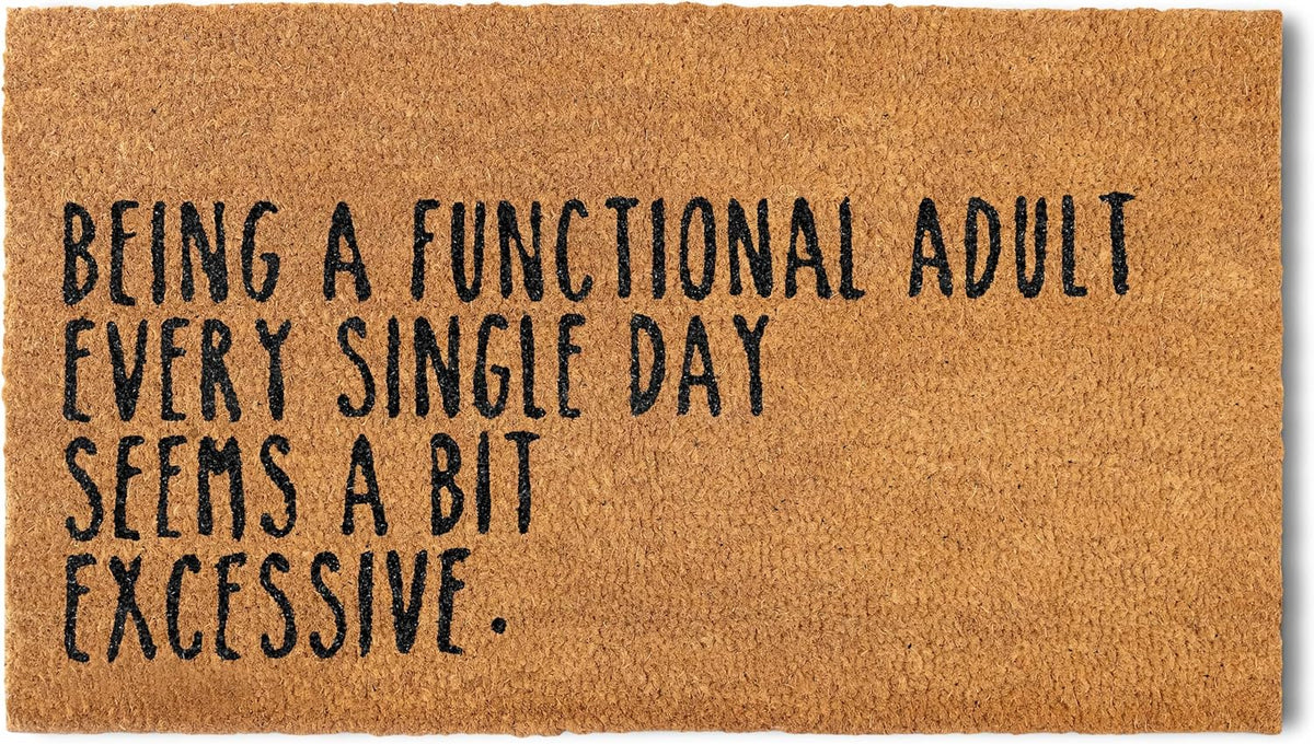 Being a Functional Adult Door Mat 30x17 Inch, Funny Welcome Mat Coir | Funny Home Decor, Conversation Starter