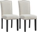 Dining Chairs Set of 2 Modern Kitchen Chairs with Fabric Upholstered Seat and Solid Wood Legs for Home Kitchen, Beige