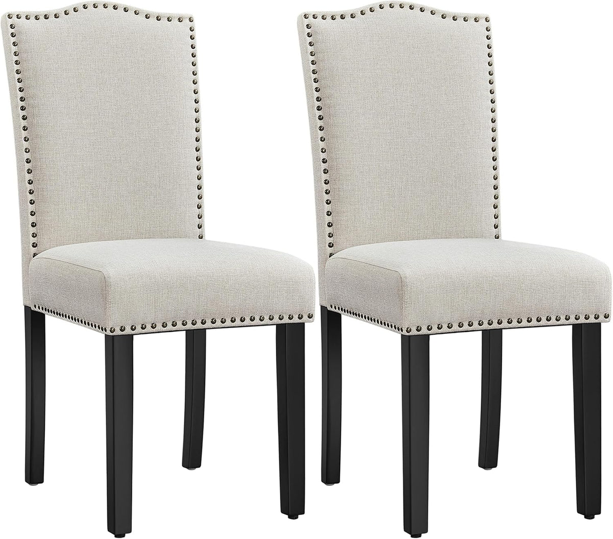 Dining Chairs Set of 2 Modern Kitchen Chairs with Fabric Upholstered Seat and Solid Wood Legs for Home Kitchen, Beige