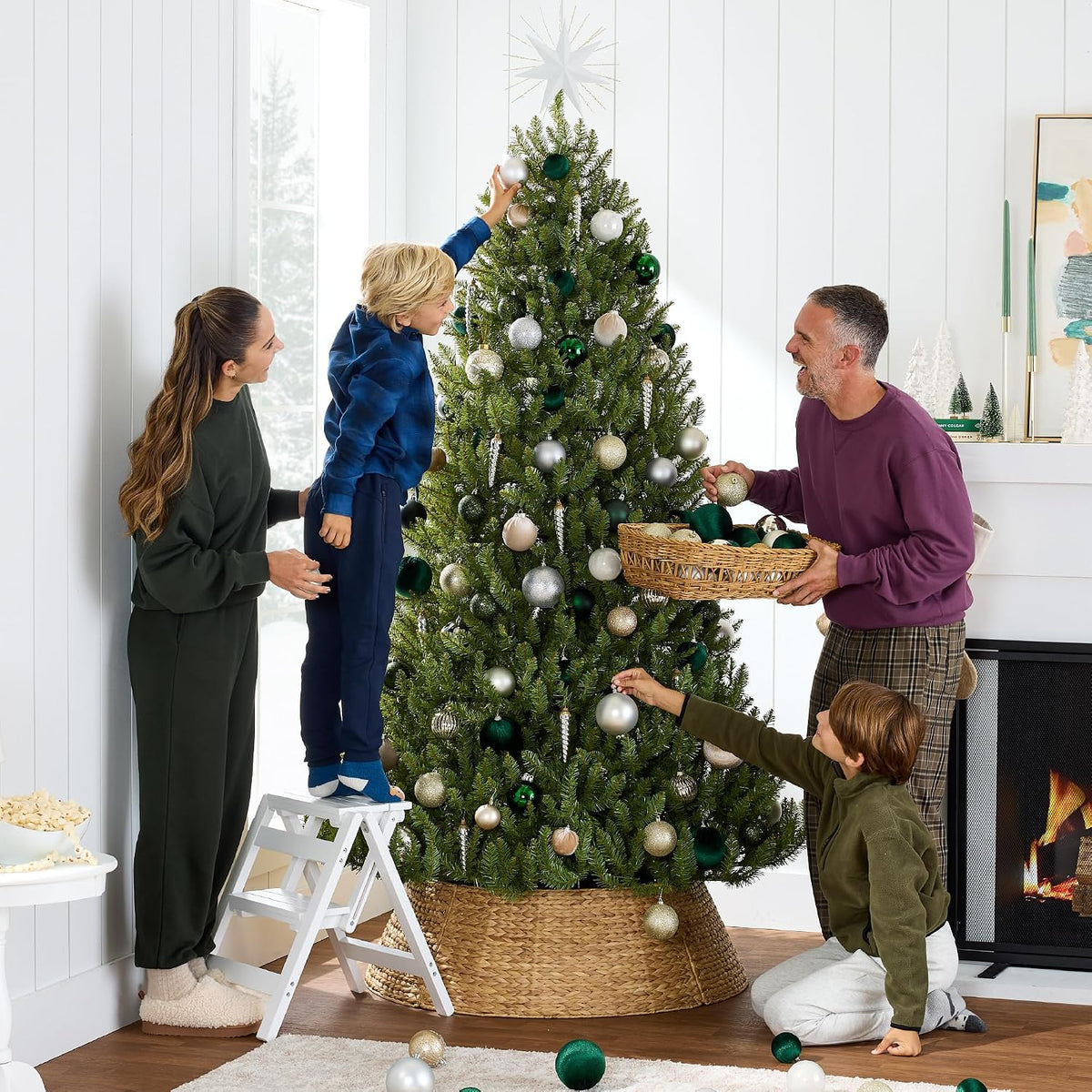 Premium Nordic Fir Christmas Tree, 6 to 9 ft, Unlit Artificial Full Hinged Realistic Holiday Decoration