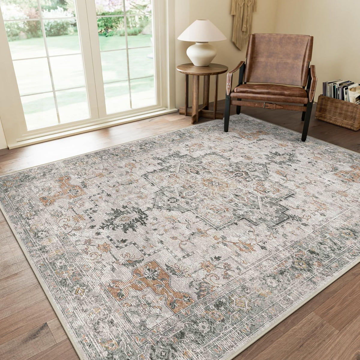 Washable Area Rugs, Non Slip, Light Taupe Brown