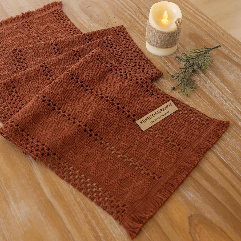 Fall Thanksgiving Boho Macrame Table Runner 12x90 Inch