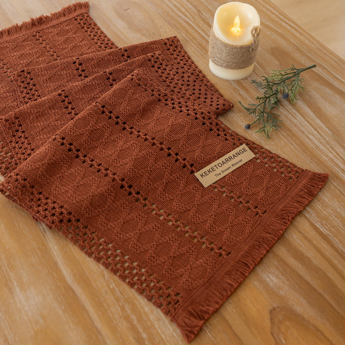 Fall Thanksgiving Boho Macrame Table Runner 12x90 Inch