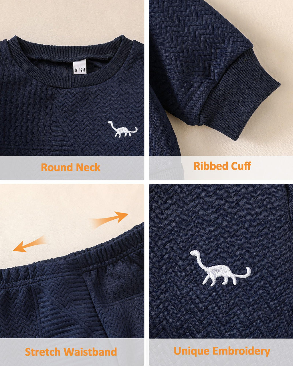 Baby Boy Clothes Toddler Sweatsuit Fall Outfits Set Navy Blue
