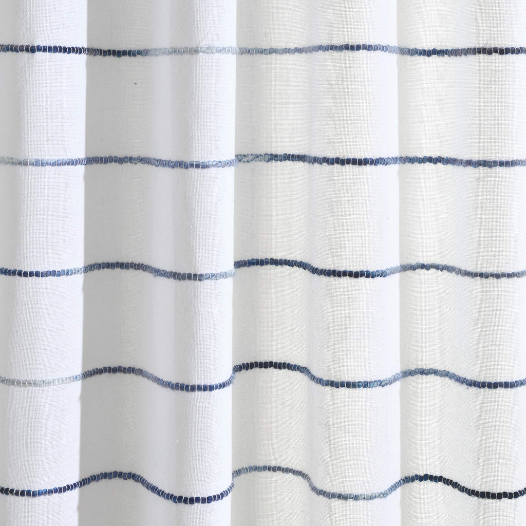 Ombre Stripe Yarn Dyed Recycled Cotton Blend Single 72" W x 78" L Navy/Multi - Extra Long - Boho, Farmhouse & Coastal