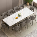 62.9"-94.4" Extendable Dining Table, White Sintered Stone Top