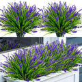 24 Bundles Fake Lavender Artificial Flowers for Outdoors, Purple