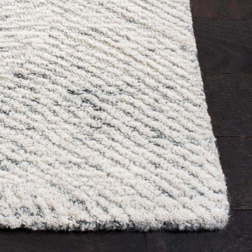 Metro Collection Area Rug, Dark Grey & Ivory, Handmade Wool, Ideal for High Traffic Areas in Living Room