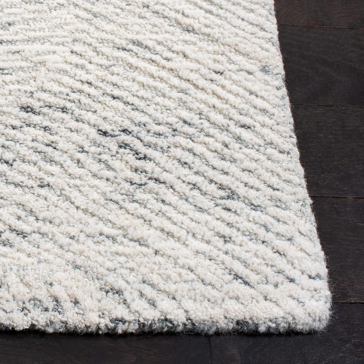 Metro Collection Area Rug, Dark Grey & Ivory, Handmade Wool, Ideal for High Traffic Areas in Living Room