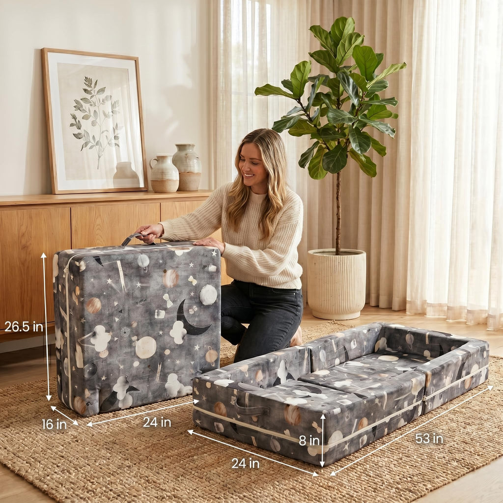 Portable Toddler Bed - Foldable Toddler Travel Bed & Folding Floor Bed for Kids/Toddlers 1-5, High-Density Foam