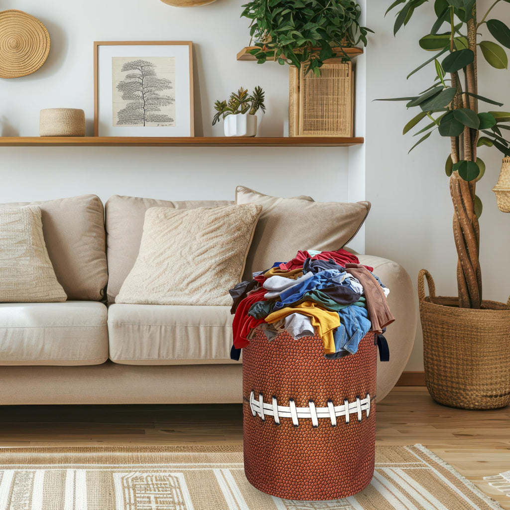 Funny Football Laundry Basket Oxford Cloth Foldable Hamper 18.9x16.5 Inch
