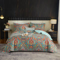 100% Cotton Boho Quilt Set King Size Vibrant Bohemian Paisley Bed Coverlet