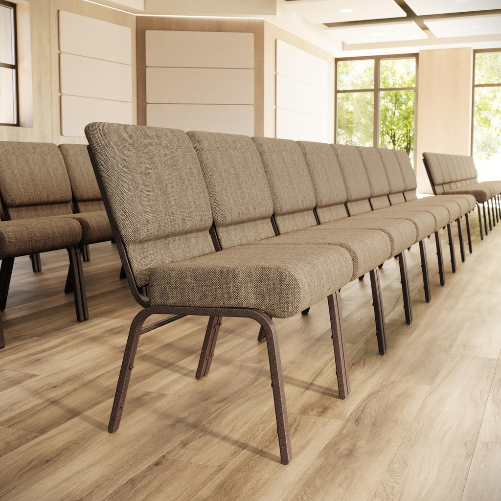 Hercules 21 in Wide Fabric Church Chair, Beige, 4-Pack