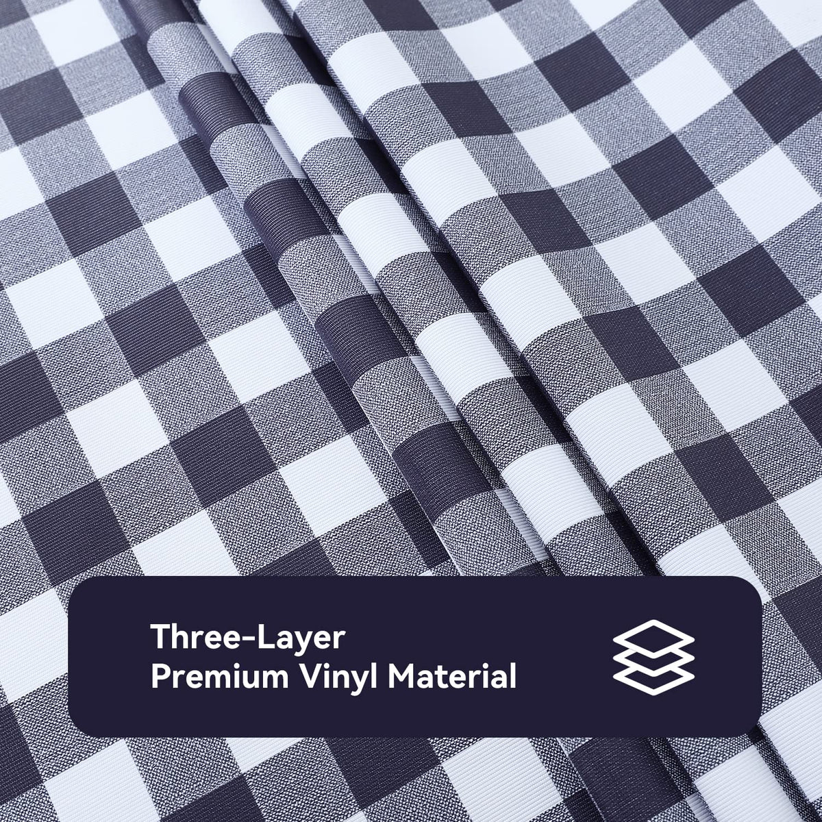 Gingham Vinyl Tablecloth, Rectangle 54 x 78, Navy Blue
