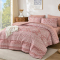 Boho Comforter Set King Size, 7 Pieces Aztec Blush Bed in a Bag